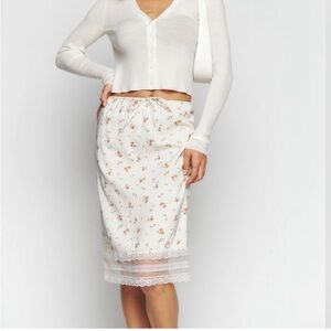 Reformation White Floral Skirt